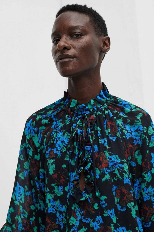 Crepe Ruffle Meadow Azure Blue - Meðvitund Studio