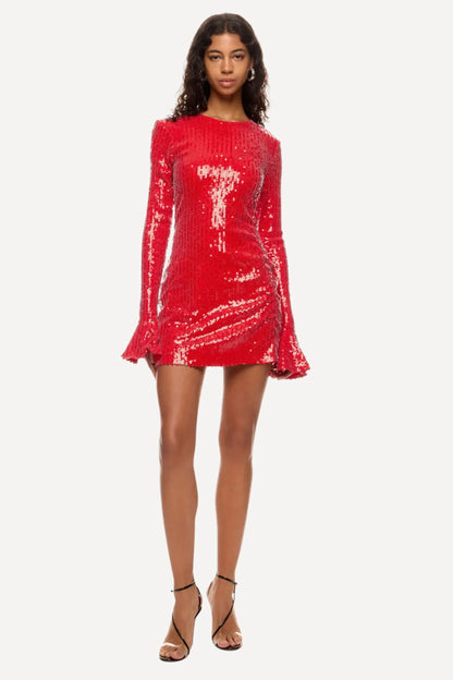Sequins Long Sleeve Mini Dress